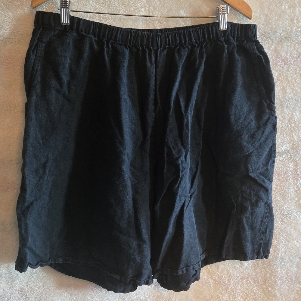 Flax 100% Linen Black Casual Shorts PRICE FIRM